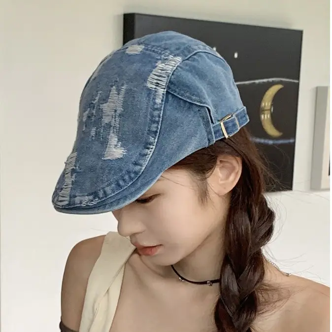 Retro Washed Denim Beret for Men Women Spring Summer Street Style - Image 6