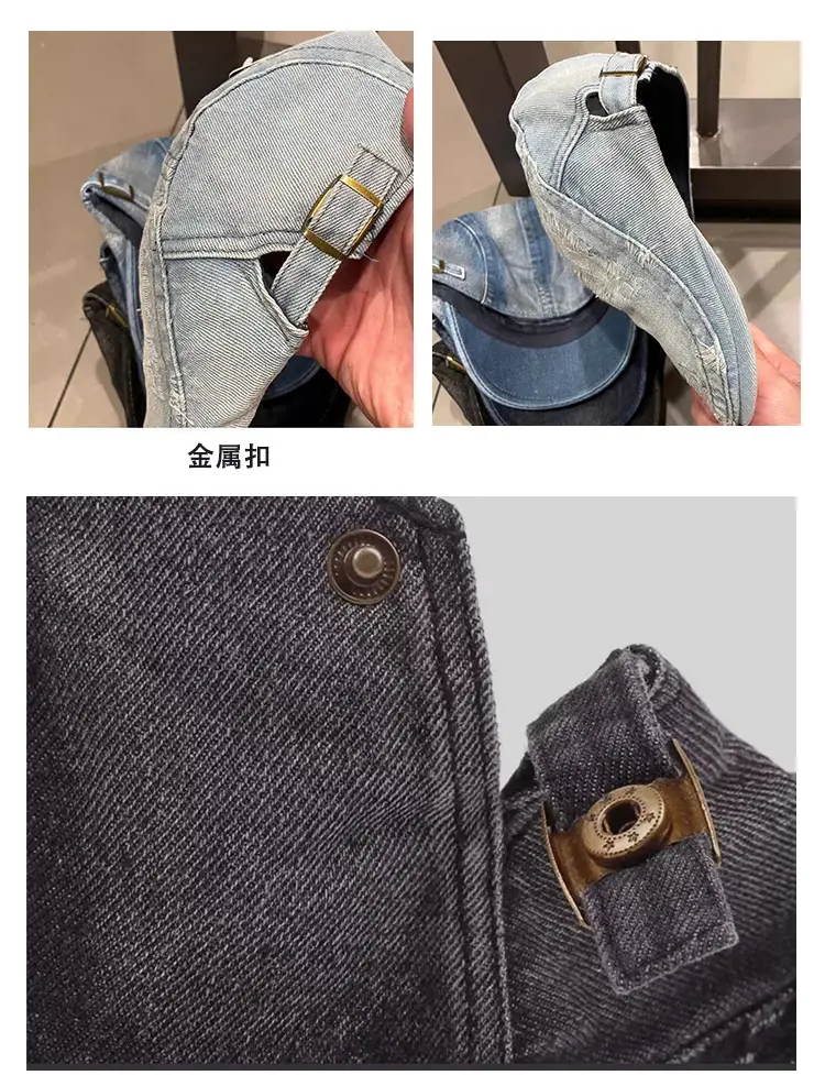 Retro Washed Denim Beret for Men Women Spring Summer Street Style — feature 8