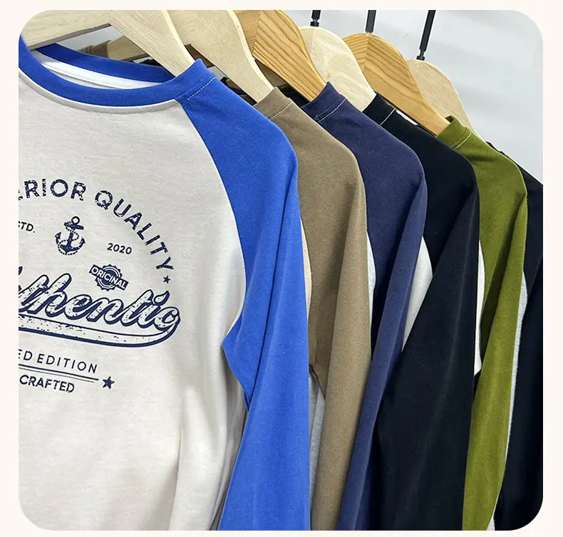 Kids Cotton Long Sleeve T-Shirt with Color Block Sleeves — feature 13