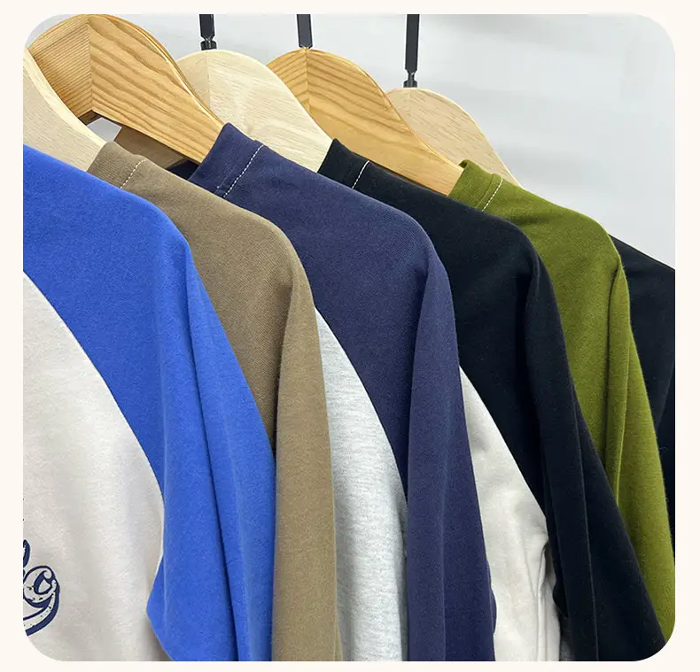 Kids Cotton Long Sleeve T-Shirt with Color Block Sleeves — feature 14