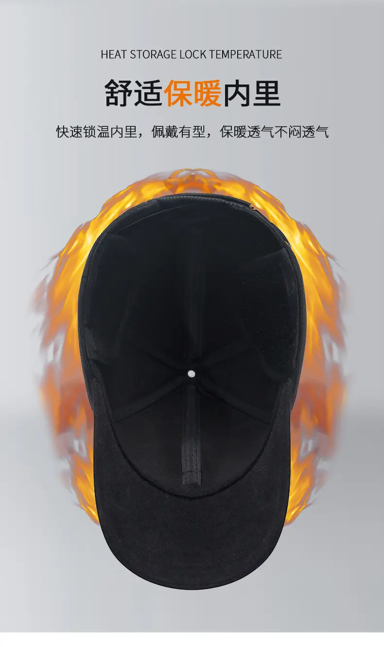 Men's Black Cotton Baseball Cap with Ear Protection — feature 4