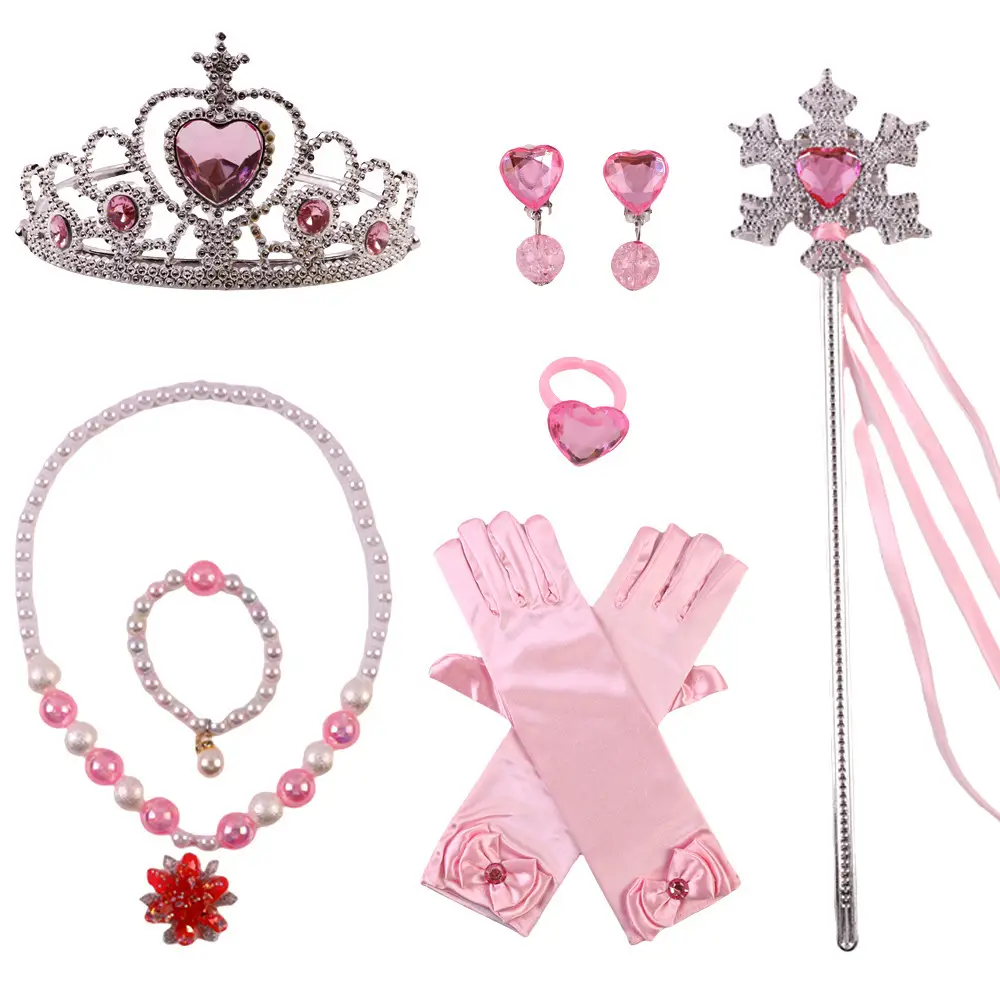 Frozen Princess Crown Baby Necklace Set Purple Pearl