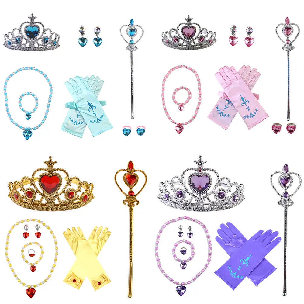 Frozen Princess Crown Baby Necklace Set Purple Pearl — feature 11