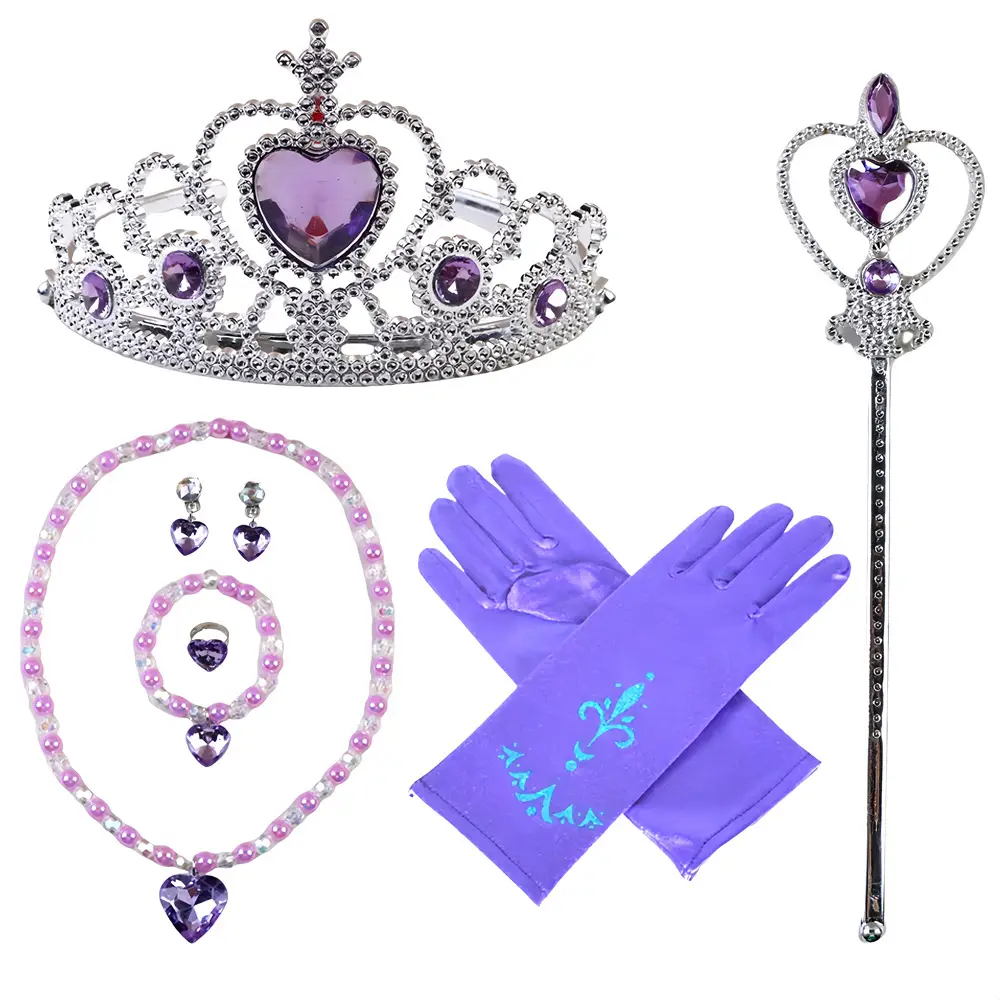 Frozen Princess Crown Baby Necklace Set Purple Pearl — feature 15