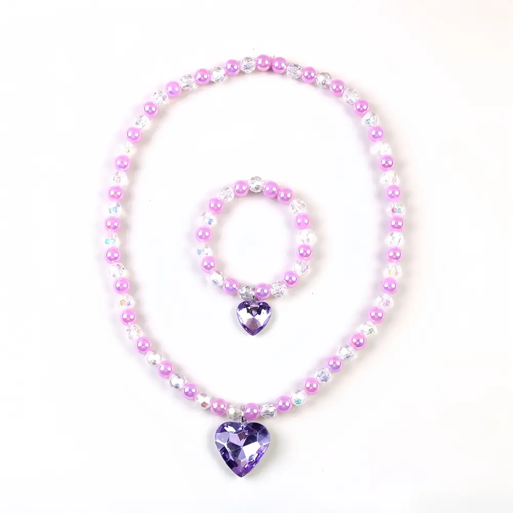Frozen Princess Crown Baby Necklace Set Purple Pearl — feature 19