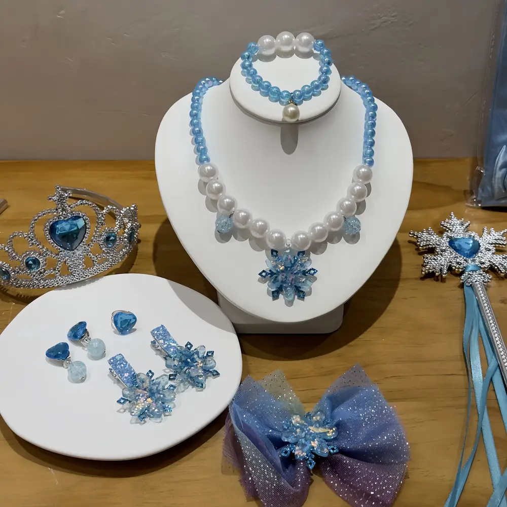 Frozen Princess Crown Baby Necklace Set Purple Pearl — feature 28
