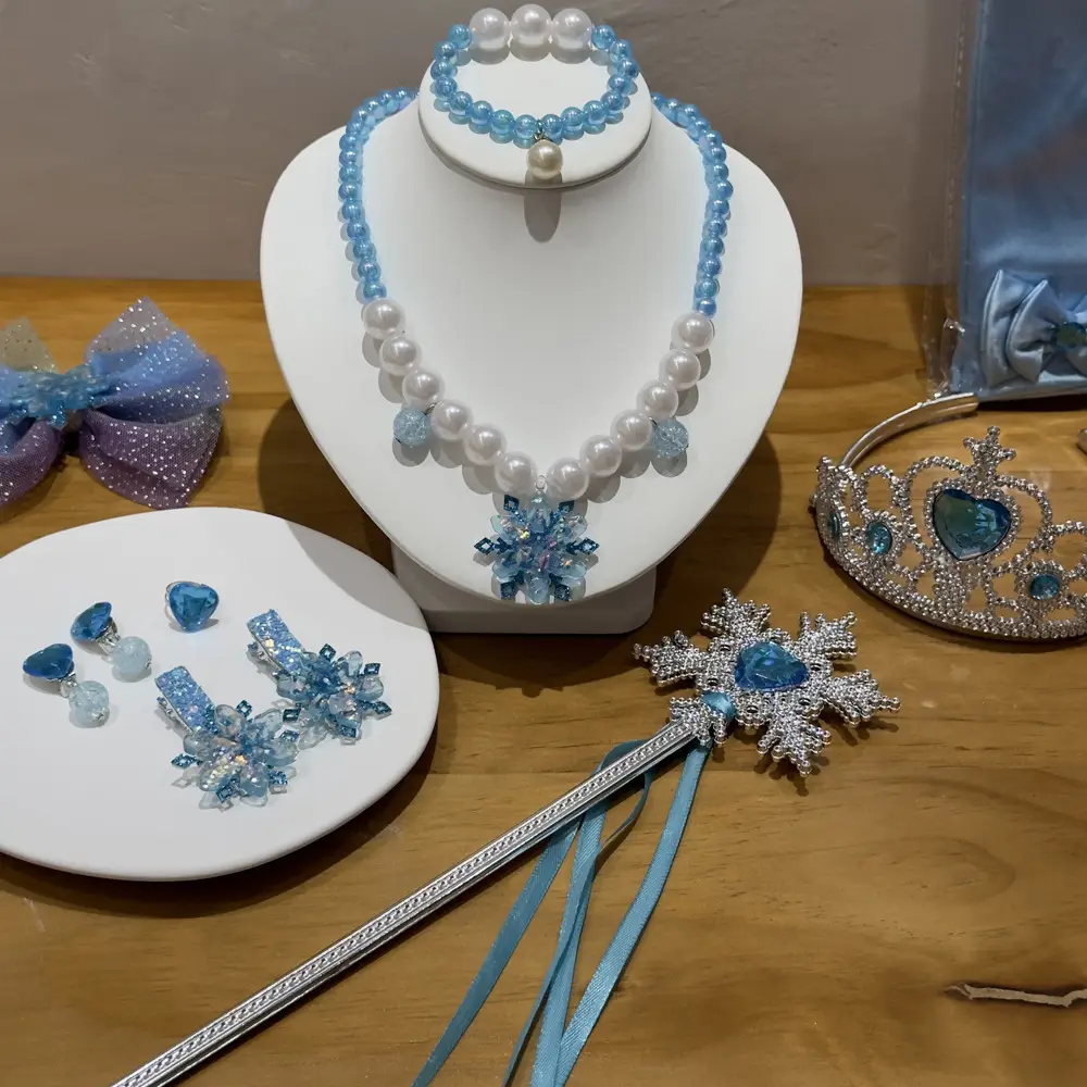 Frozen Princess Crown Baby Necklace Set Purple Pearl — feature 29