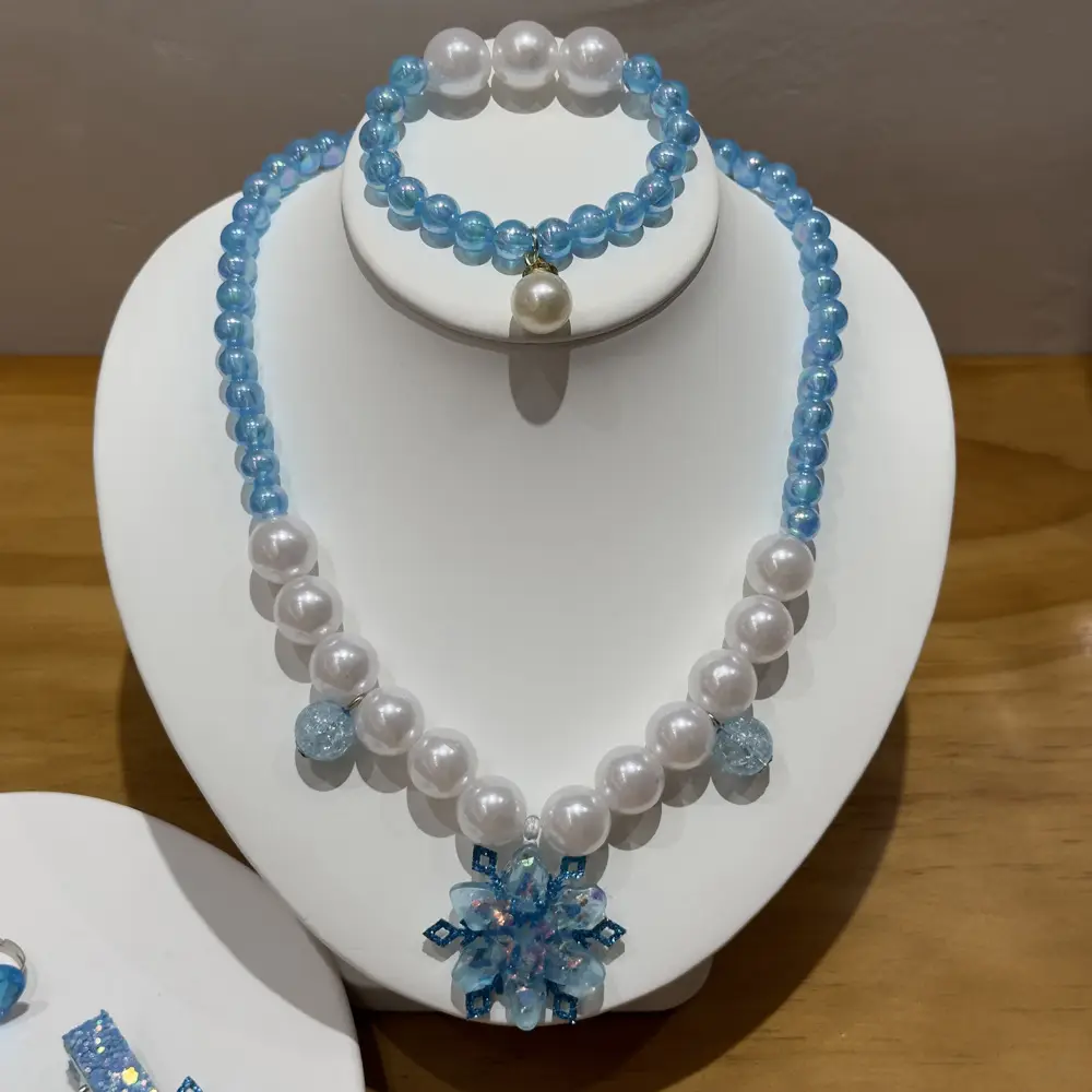 Frozen Princess Crown Baby Necklace Set Purple Pearl — feature 30