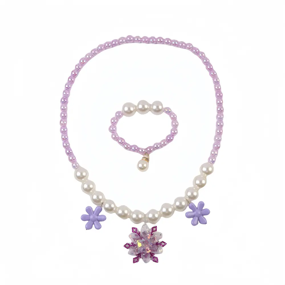Frozen Princess Crown Baby Necklace Set Purple Pearl — feature 8