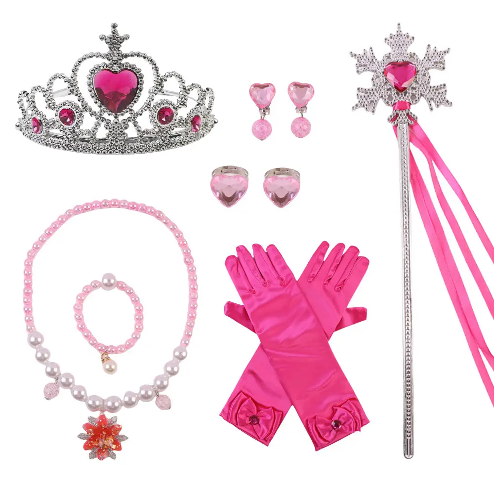 Frozen Princess Crown Baby Necklace Set Purple Pearl