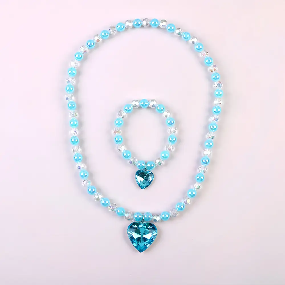 Frozen Princess Crown Baby Necklace Set Purple Pearl