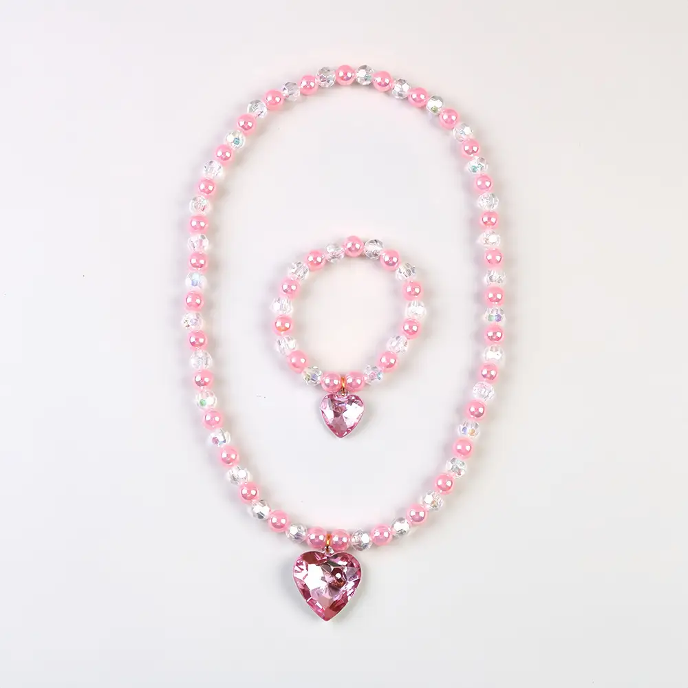 Frozen Princess Crown Baby Necklace Set Purple Pearl