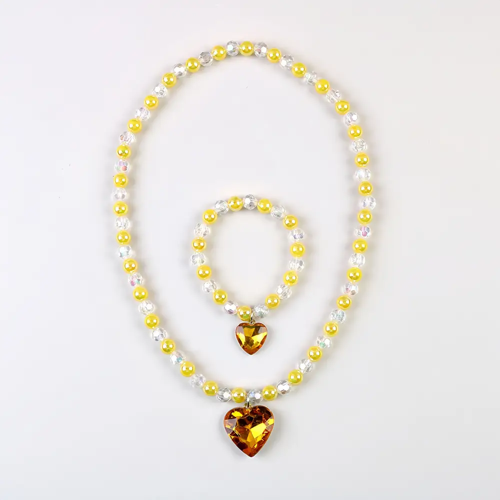 Frozen Princess Crown Baby Necklace Set Purple Pearl