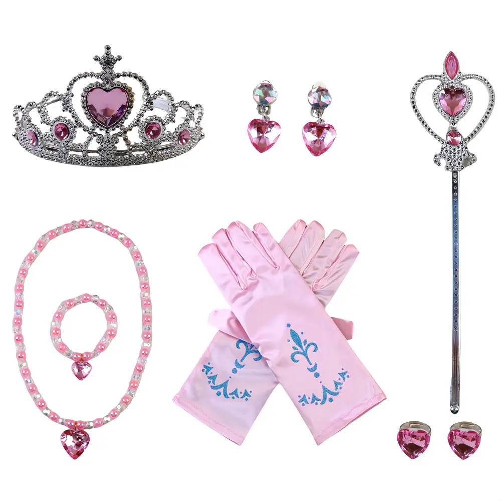Frozen Princess Crown Baby Necklace Set Purple Pearl