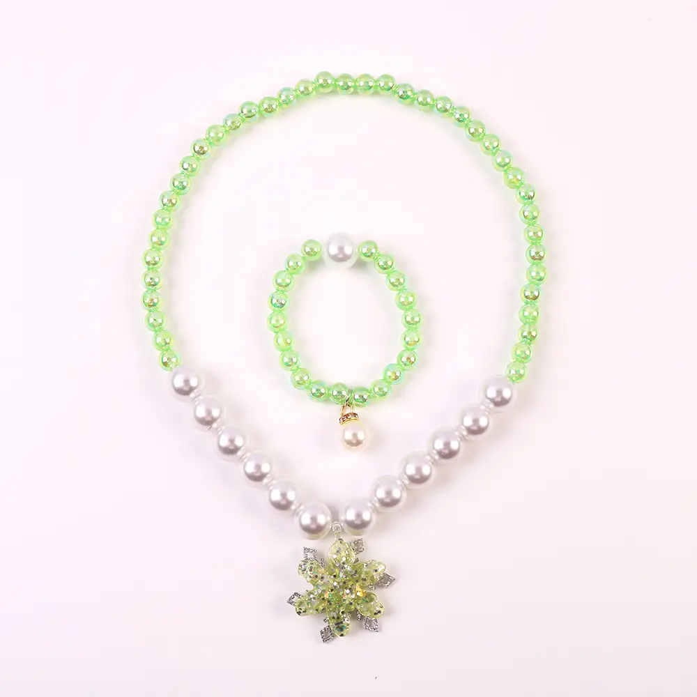 Frozen Princess Crown Baby Necklace Set Purple Pearl