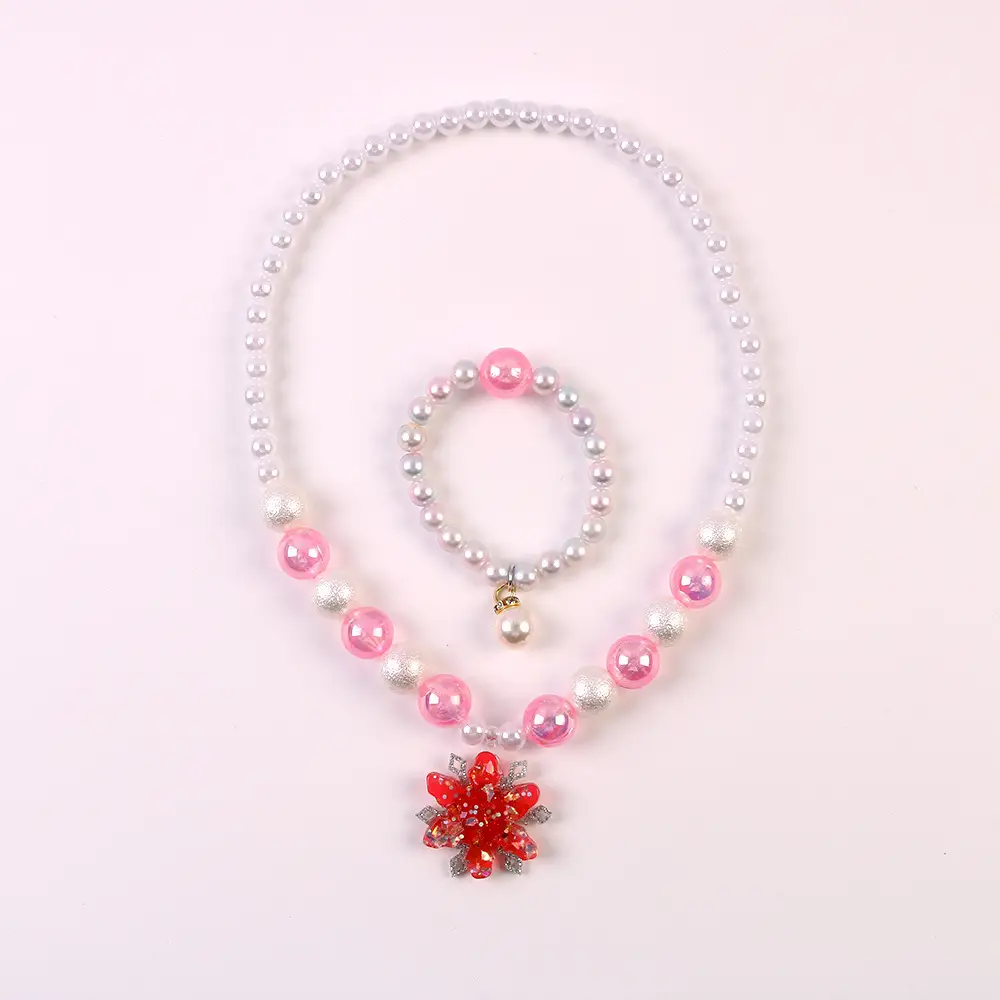 Frozen Princess Crown Baby Necklace Set Purple Pearl