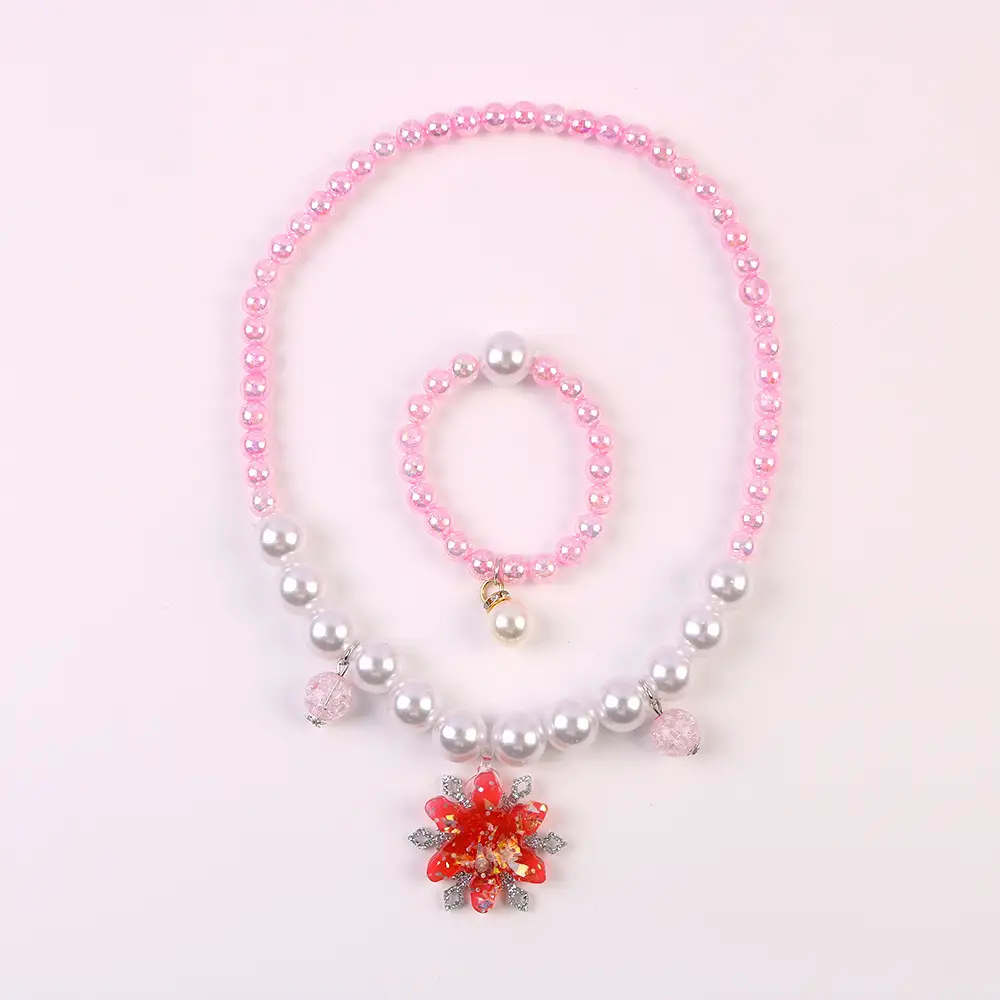 Frozen Princess Crown Baby Necklace Set Purple Pearl