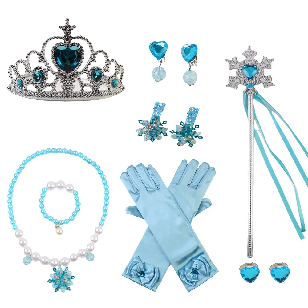 Frozen Princess Crown Baby Necklace Set Purple Pearl