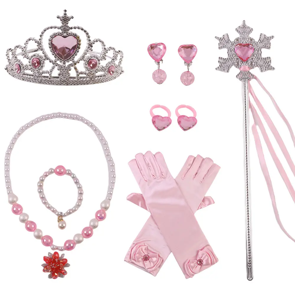 Frozen Princess Crown Baby Necklace Set Purple Pearl