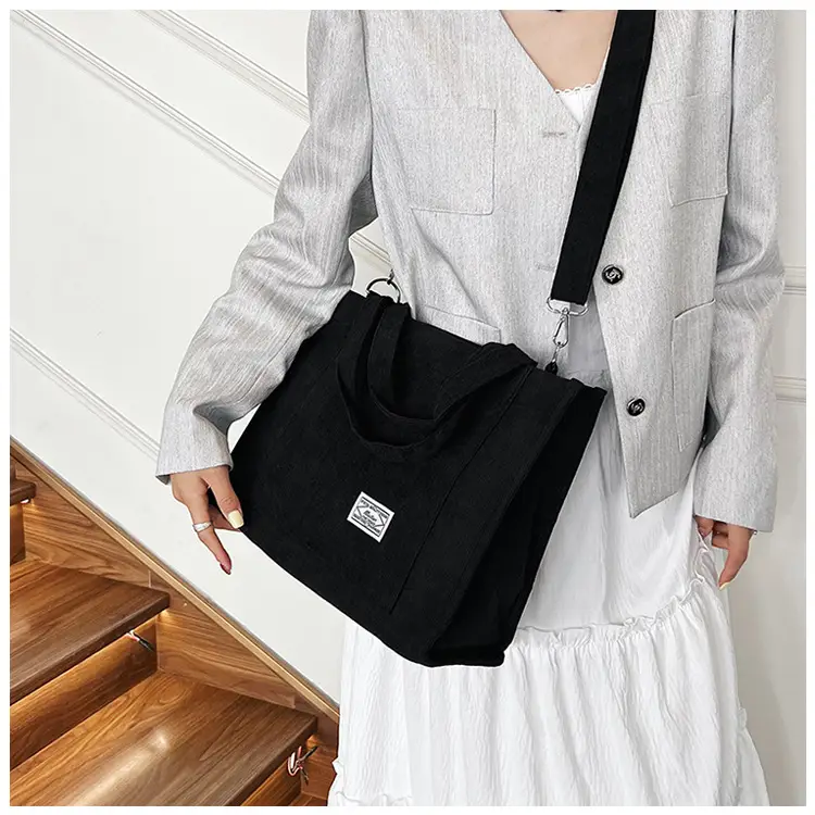 Black Large Capacity Fashion Casual Shoulder Crossbody Tote Bag — feature 15