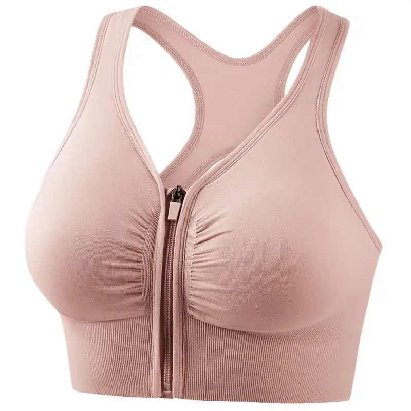 Front Zip Hollow Back Sports Bra for Women - Image 9