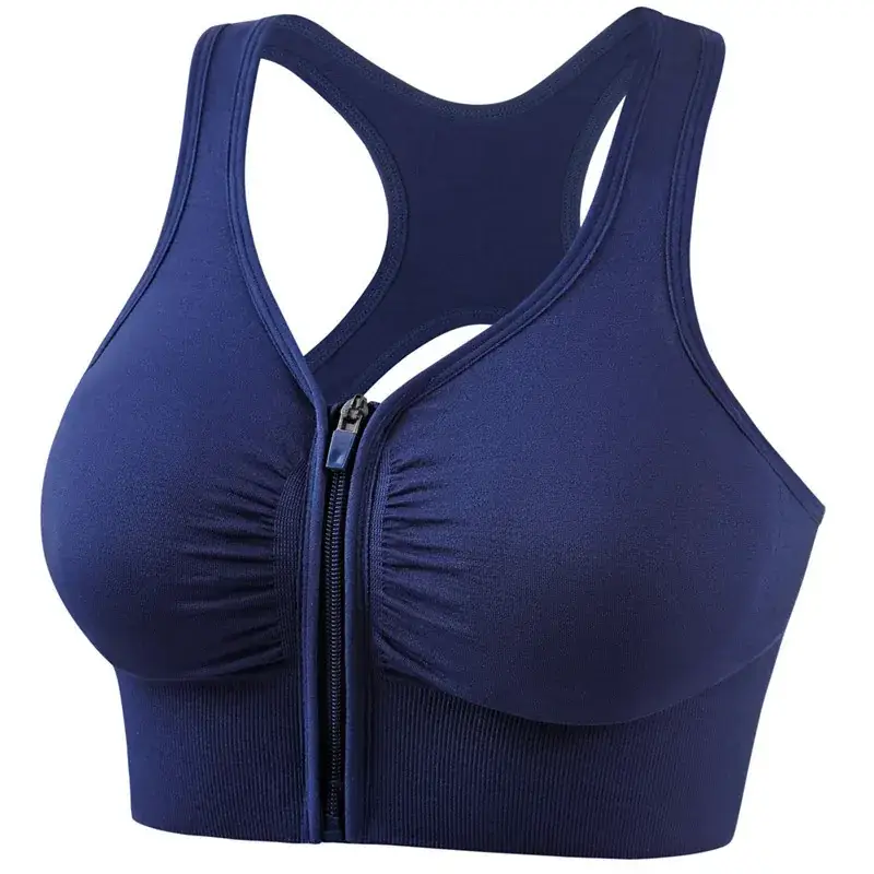 Front Zip Hollow Back Sports Bra for Women - Image 3