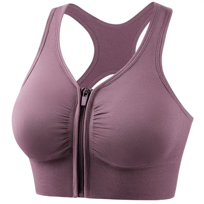 Front Zip Hollow Back Sports Bra for Women - Image 4