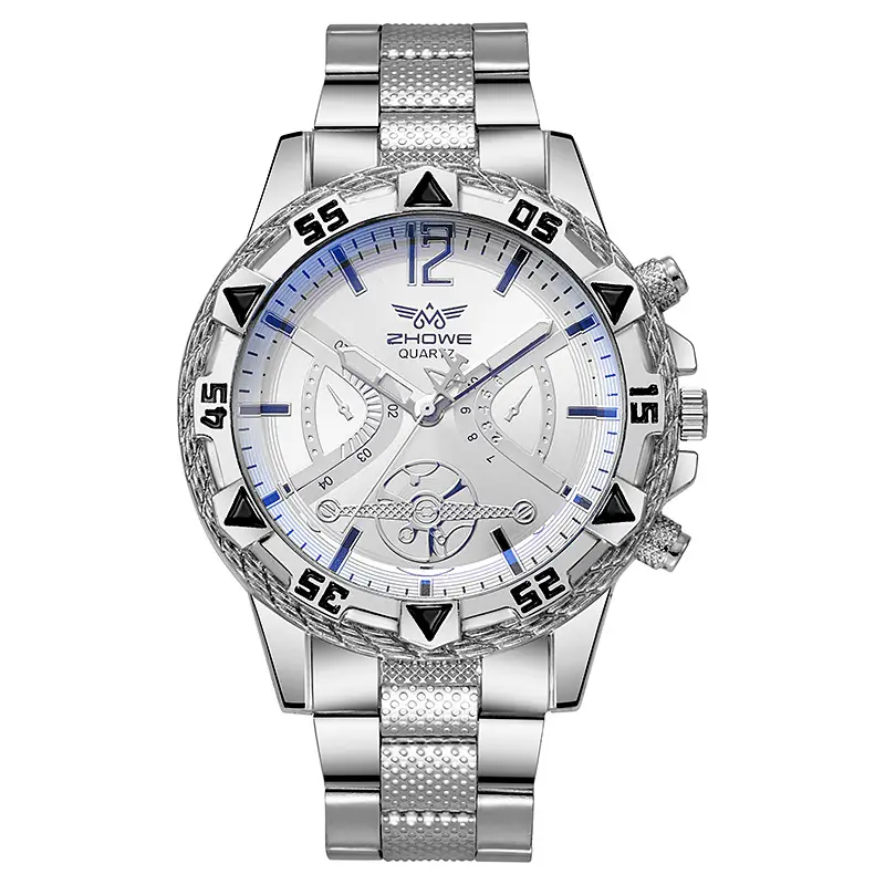Men's Gold Quartz Watch with Blue Dial & Diamond Clasp — feature 11