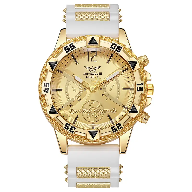 Men's Gold Quartz Watch with Blue Dial & Diamond Clasp - Image 10