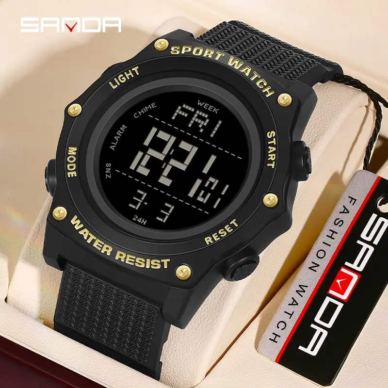 Sanda Digital Waterproof Student Swim Watch Black - Image 9