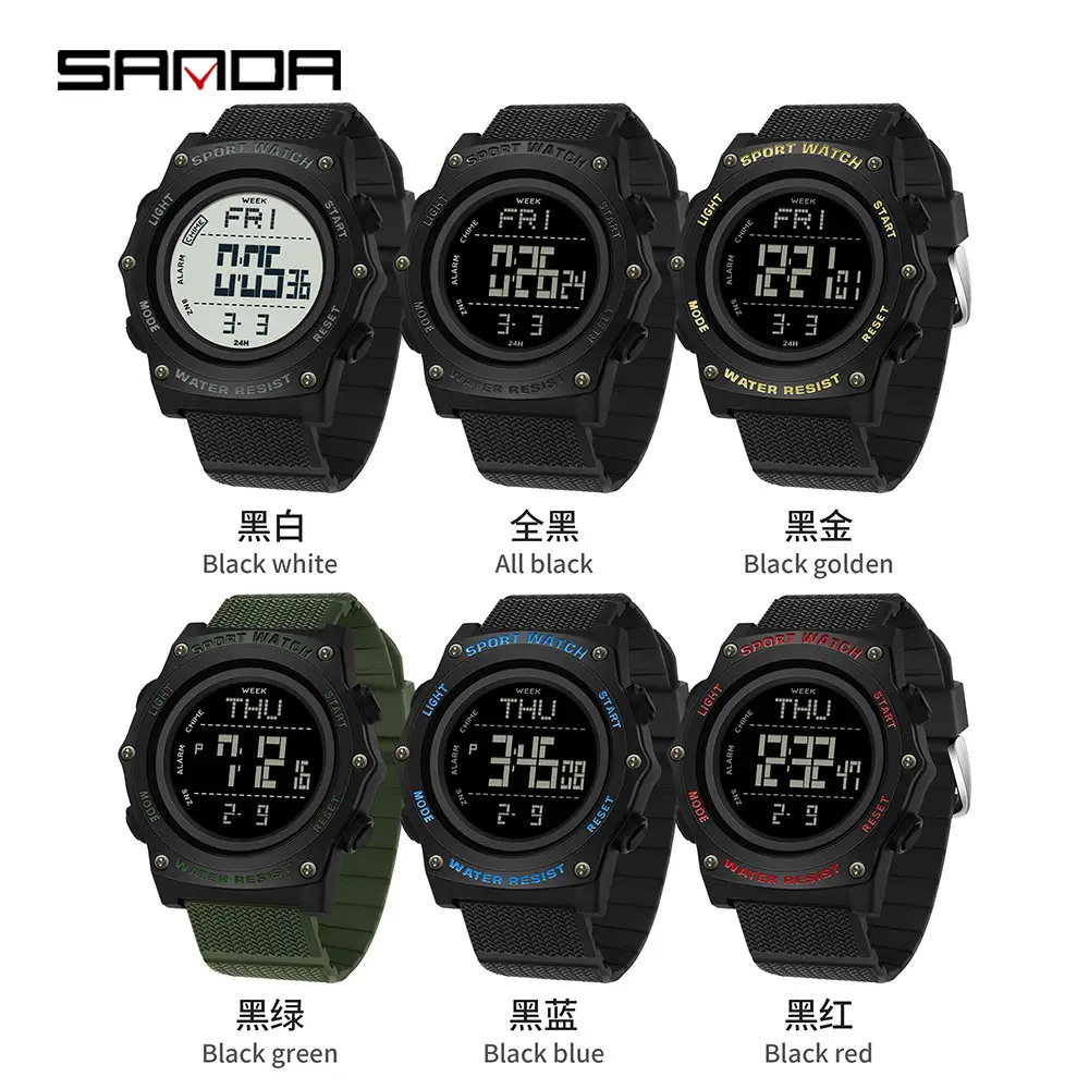 Sanda Digital Waterproof Student Swim Watch Black - Image 10