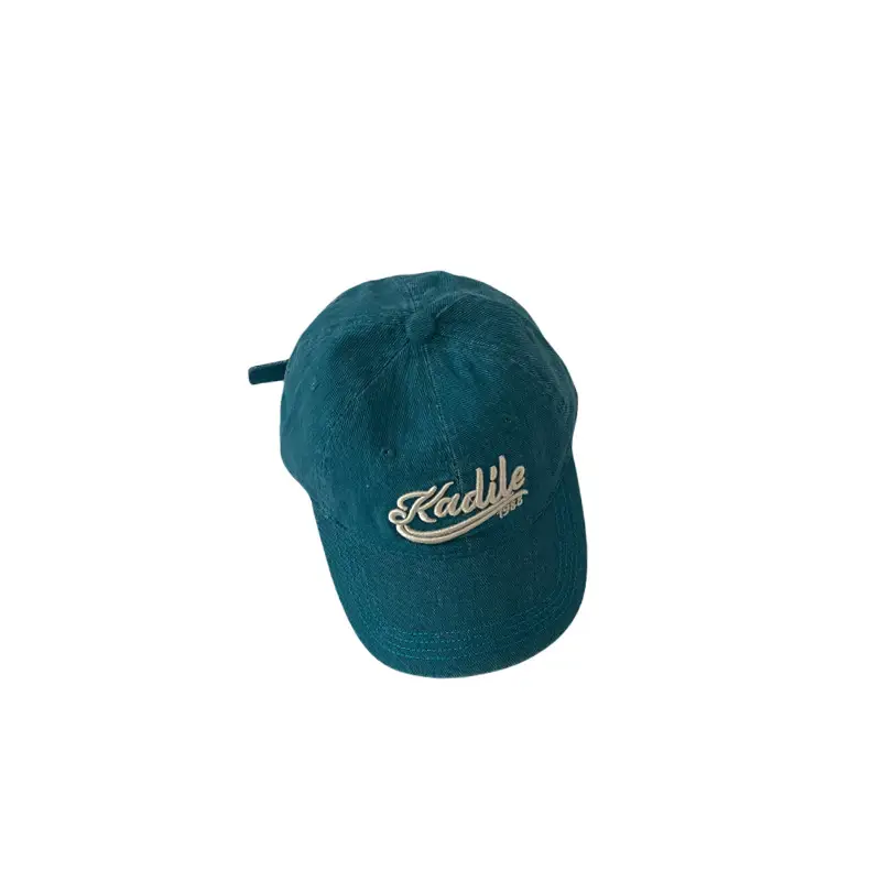 Children's Maroon Embroidered Cap Spring Autumn Washed