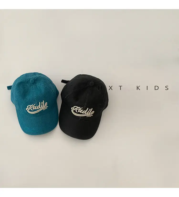 Children's Maroon Embroidered Cap Spring Autumn Washed — feature 3