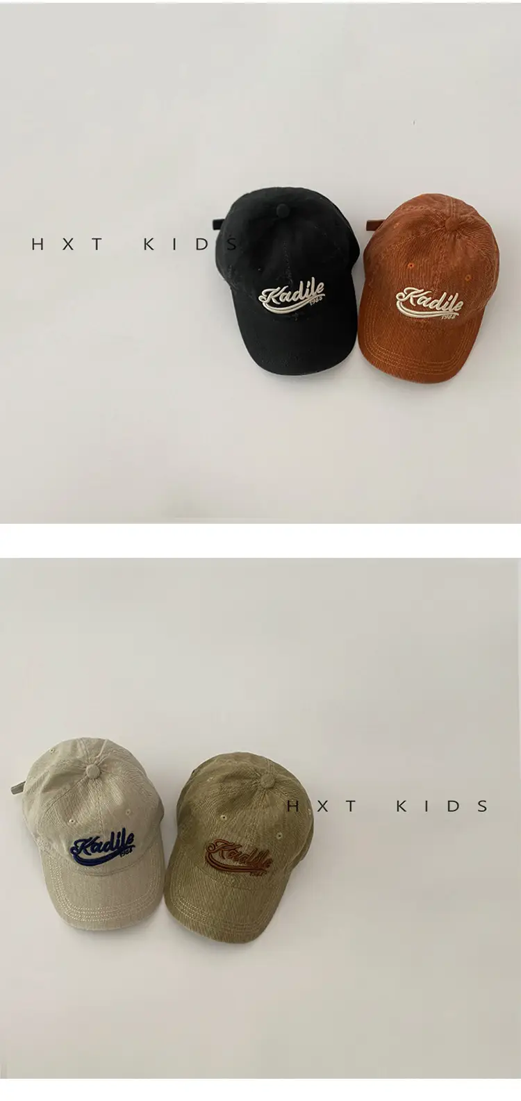 Children's Maroon Embroidered Cap Spring Autumn Washed — feature 4