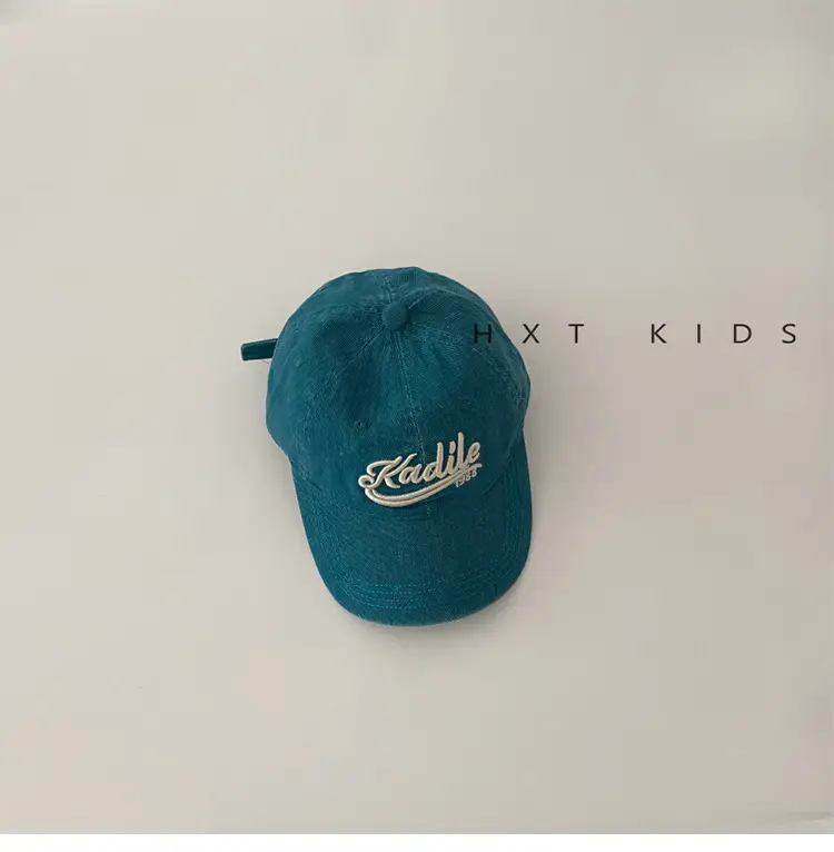 Children's Maroon Embroidered Cap Spring Autumn Washed — feature 6