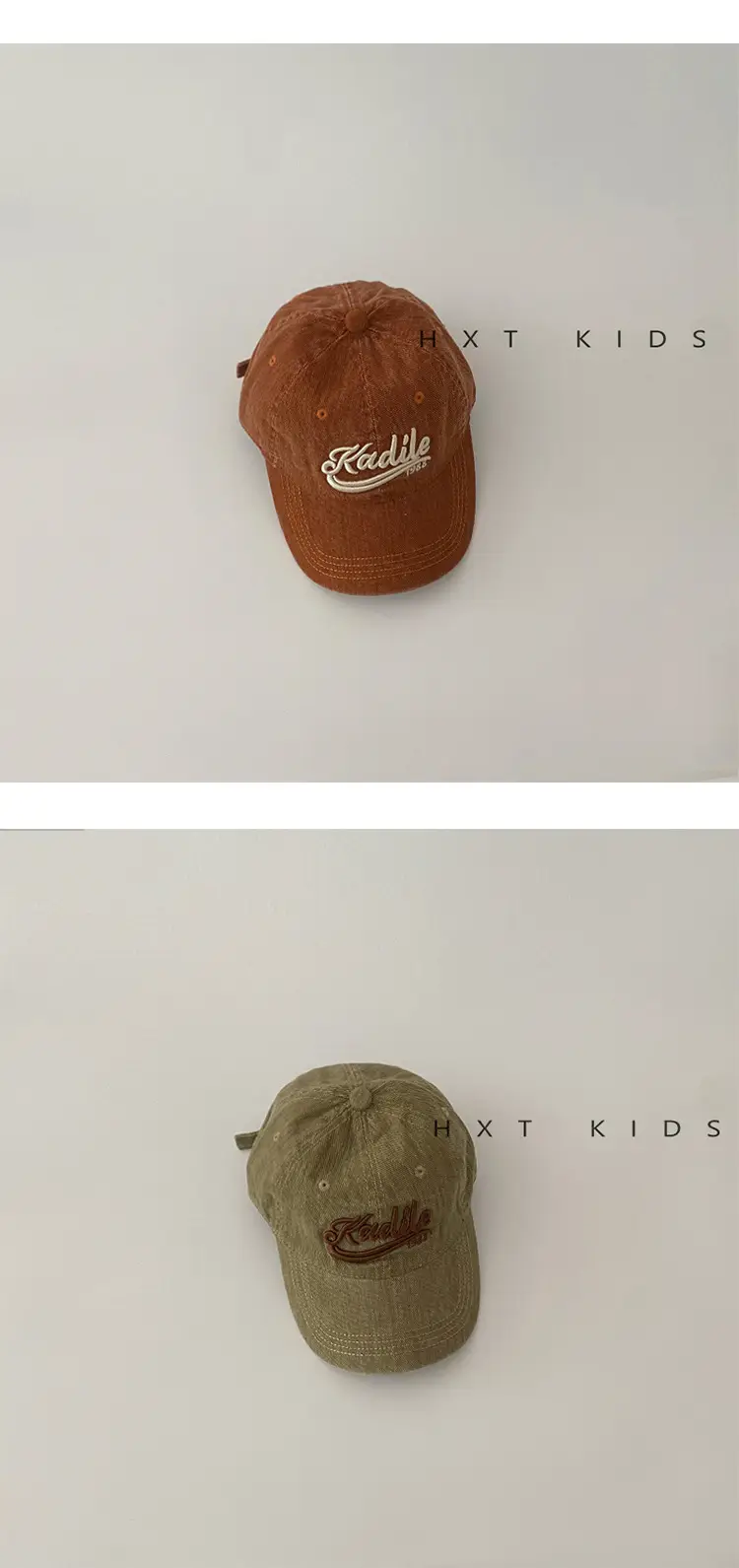 Children's Maroon Embroidered Cap Spring Autumn Washed — feature 7