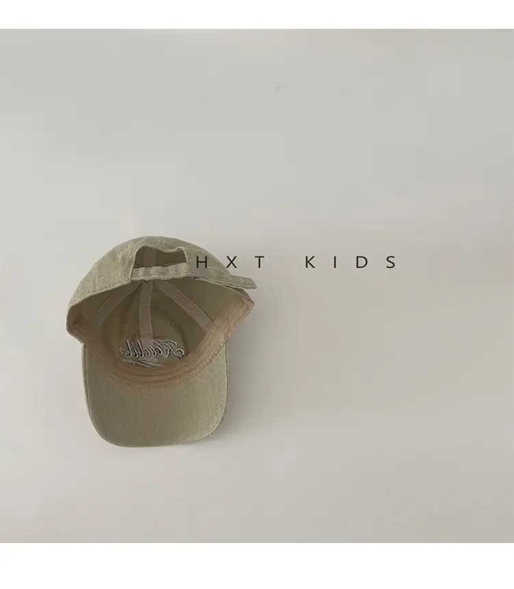 Children's Maroon Embroidered Cap Spring Autumn Washed — feature 9