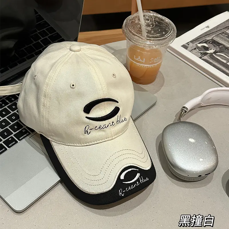Men's Black Embroidered Baseball Cap with Sunscreen Design - Image 2
