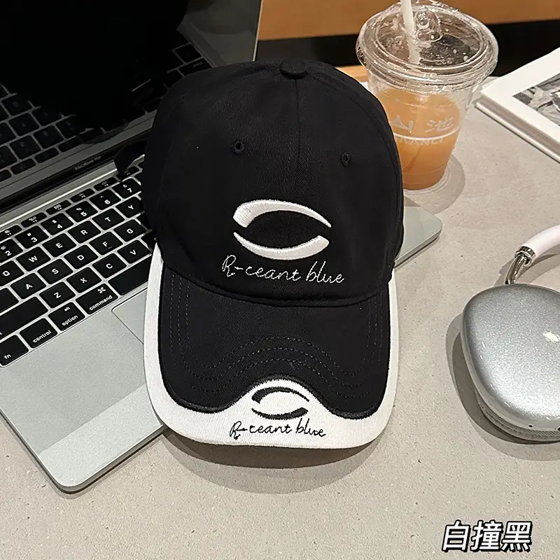 Men's Black Embroidered Baseball Cap with Sunscreen Design - Image 3