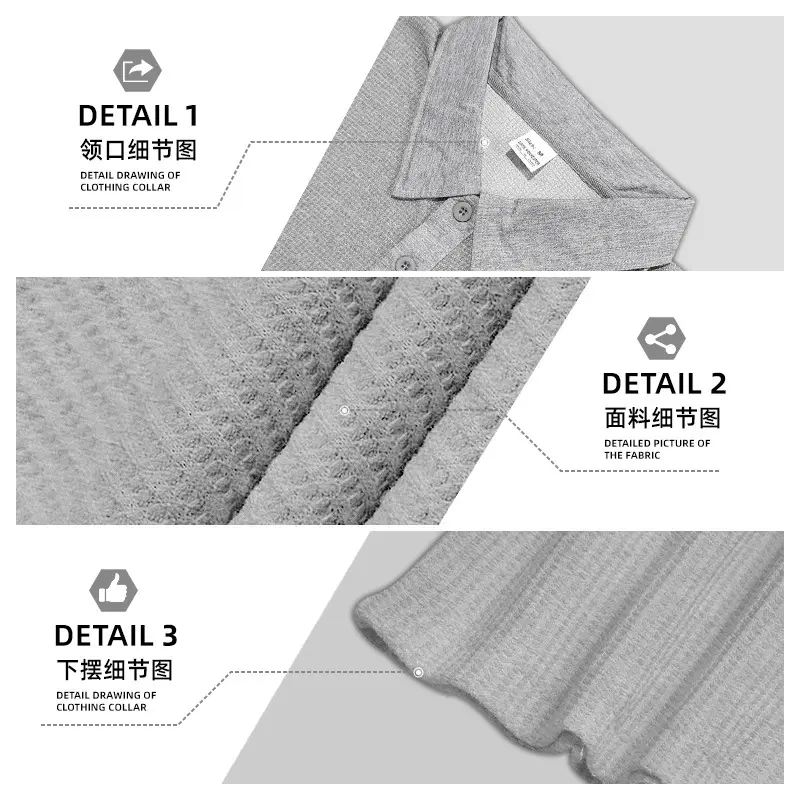 2026 Export Men's Polo Shirt Long Sleeve Button Down Vacation Casual T-Shirt