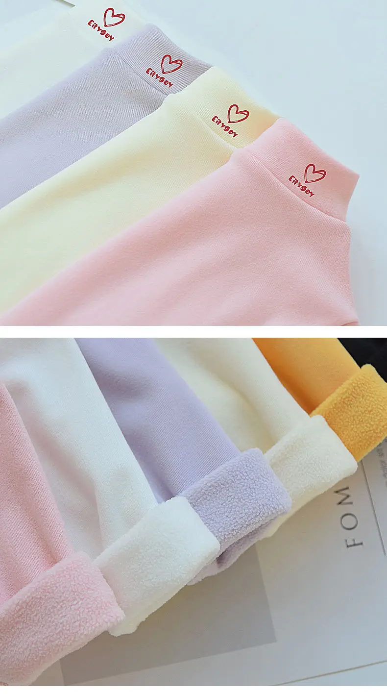 Autumn Winter Velvet T-Shirt for Boys Girls Half High Collar — feature 14