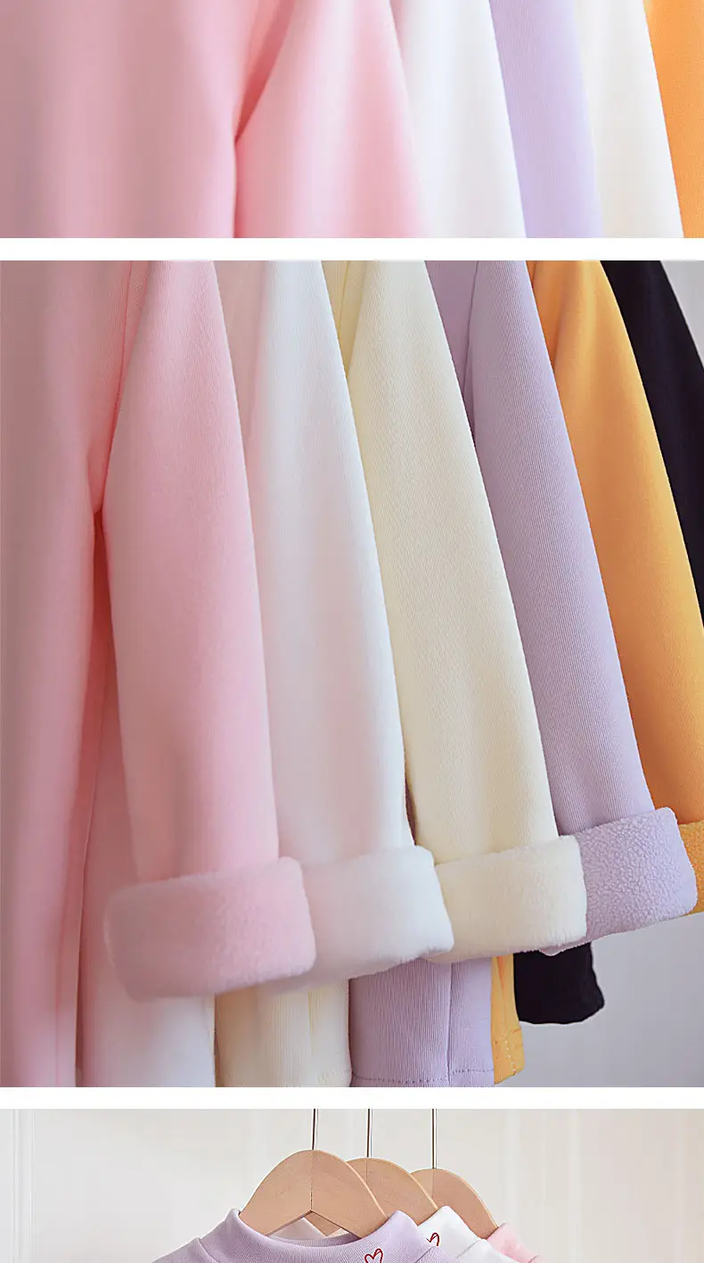 Autumn Winter Velvet T-Shirt for Boys Girls Half High Collar — feature 9