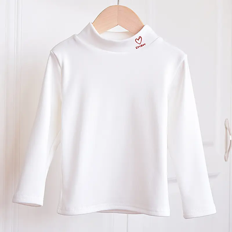 Autumn Winter Velvet T-Shirt for Boys Girls Half High Collar - Image 2