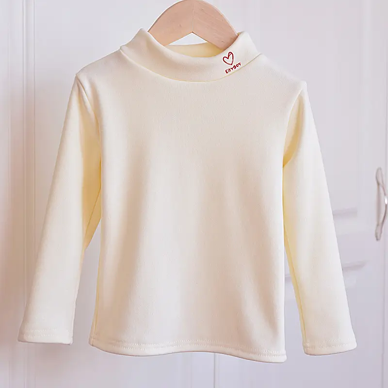 Autumn Winter Velvet T-Shirt for Boys Girls Half High Collar - Image 6