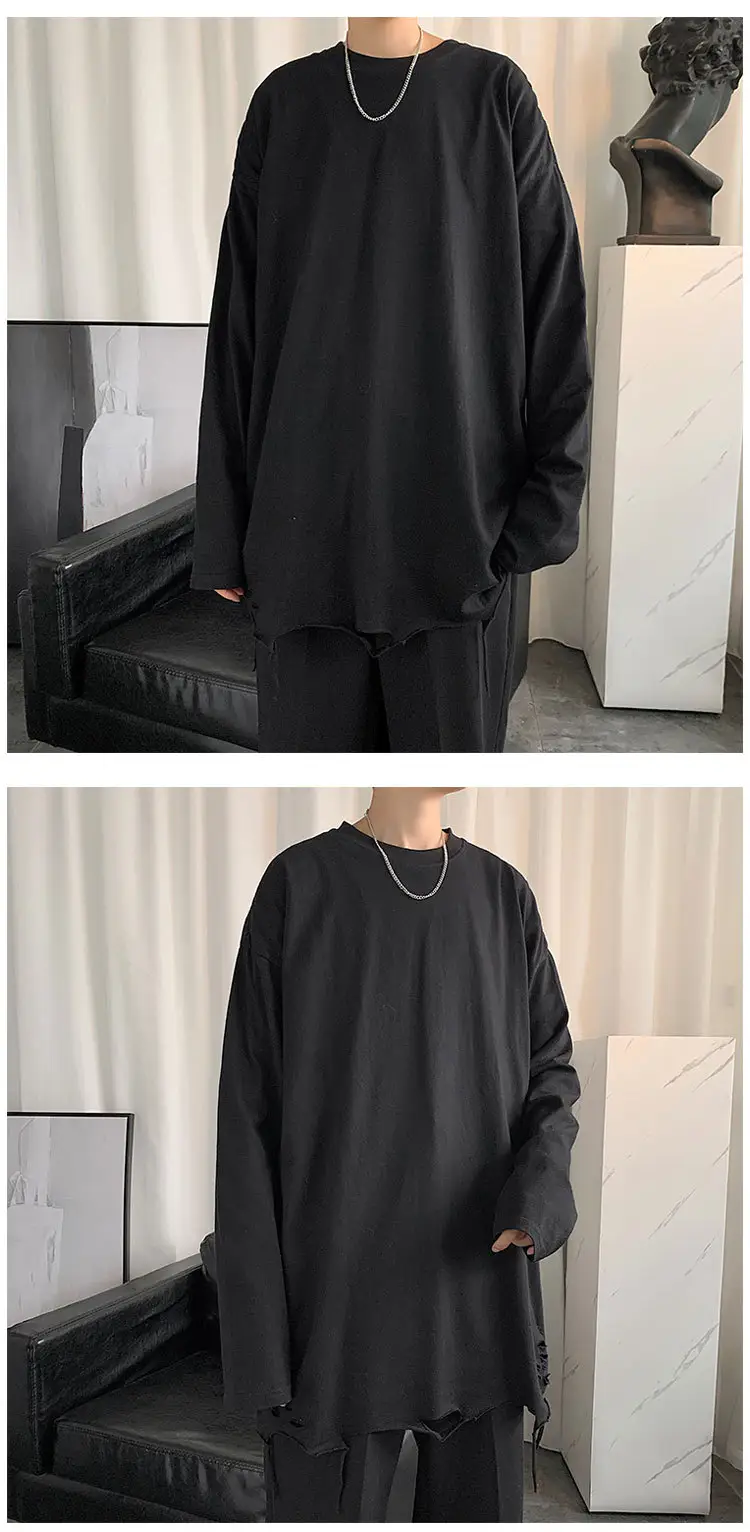 Men White Long Sleeve Holes T-Shirt 2024 — feature 9