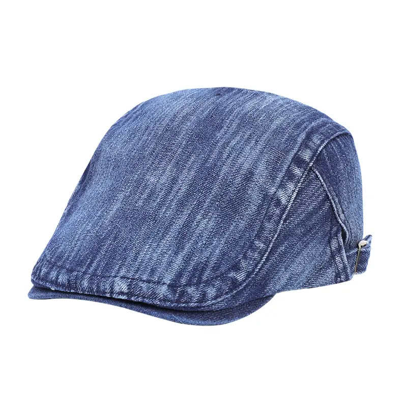 Vintage Blue Washed Cotton Beret for Men Women Spring Summer - Image 9