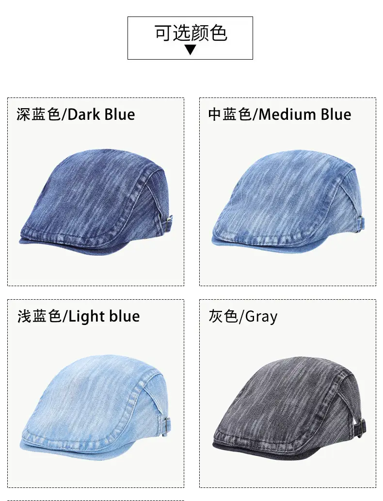 Vintage Blue Washed Cotton Beret for Men Women Spring Summer — feature 5