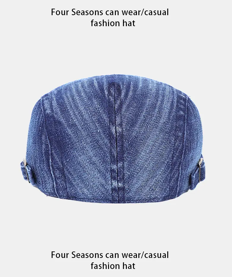 Vintage Blue Washed Cotton Beret for Men Women Spring Summer — feature 8