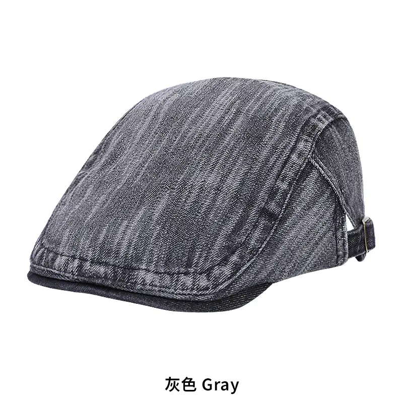 Vintage Blue Washed Cotton Beret for Men Women Spring Summer - Image 2