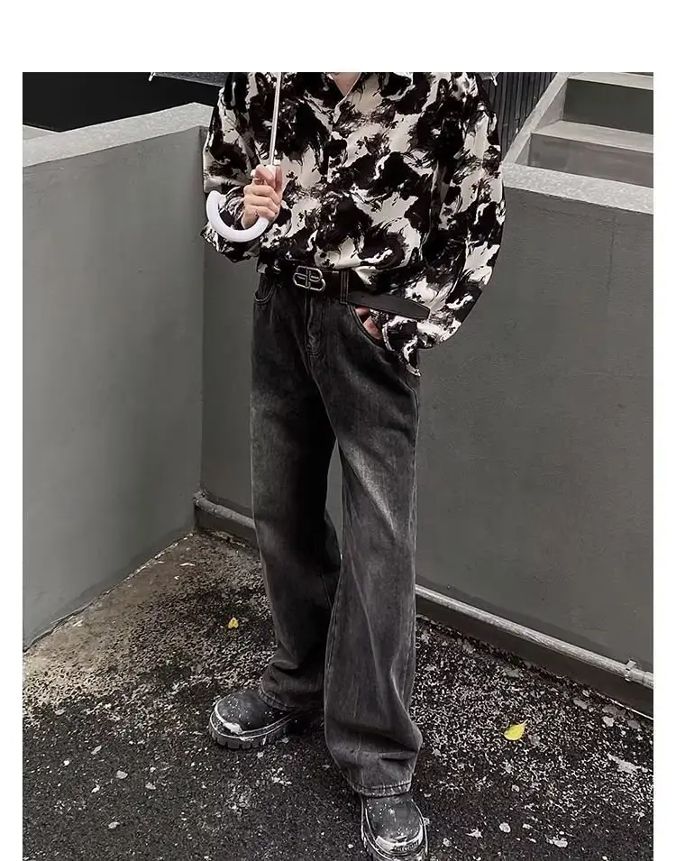 Men's Ink Tie-Dye Long Sleeve Shirt Korean Style — feature 11